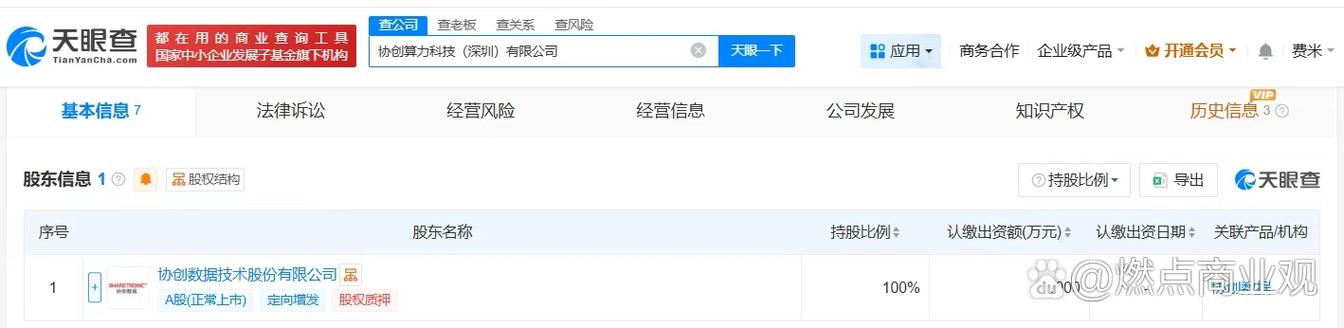 【#协创数据在深圳成立算力科技公司# 注册资本1000